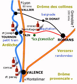 Carte des vins des côtes du rhone (crozes hermitage, cornas, st josheph, st peray)